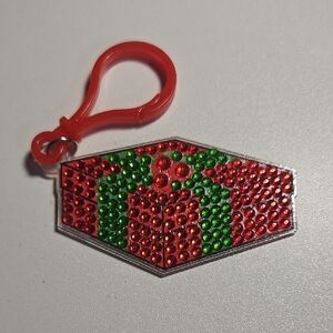 Festive Red and Green Keychain Diamond Art Style